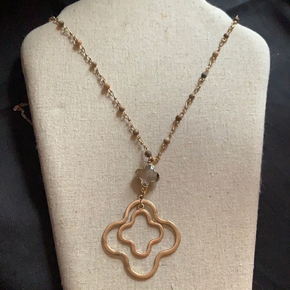 New Gold and brown chain sparkle necklace